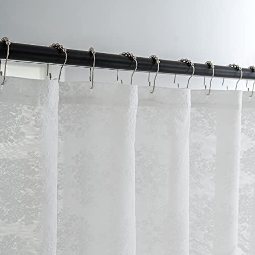 TUDECO White Lace Shower Curtain with Attached Valance 72 x 72 Inch