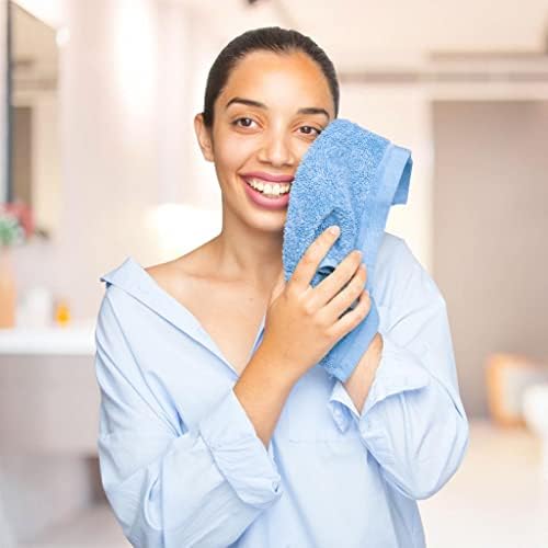 QUBA LINEN 100% Cotton Washcloth Set 24 Packs – Soft, Absorbent Face Towels for Bathroom & Gym Use – Reusable, Durable & Machine Washable Wash Cloths - Multi-Color, 12x12 Inches