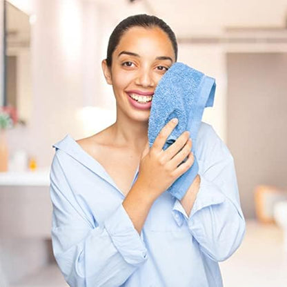 QUBA LINEN 100% Cotton Washcloth Set 24 Packs – Soft, Absorbent Face Towels for Bathroom & Gym Use – Reusable, Durable & Machine Washable Wash Cloths - Multi-Color, 12x12 Inches