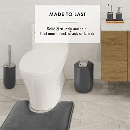 Clara Clark Bathroom Set - Gray Bathroom Accessories Set, 20PC Bathroom Accessory Set, Shower Curtain Set with Liner, Toothbrush Holder, Soap Dispenser, Soap Dish, Toilet Brush Holder, and Trash Can