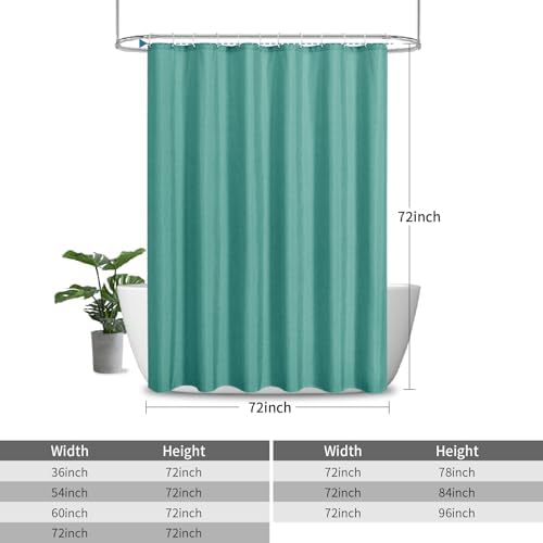 Waterproof Fabric Shower Curtain,No Liner Needed,72x72,Teal