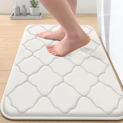 OLANLY Memory Foam Bath Mat Rug 24x16, Ultra Soft Bathroom Rugs, Cream