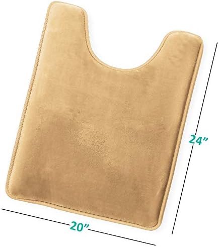 Clara Clark Bathroom Rugs, Velvet Memory Foam Bath Mat, Non-Slip, Machine Washable Bath Rugs - Dries Quickly, Ultra Soft Plush Bath Mats for Bathroom, 20 x 24, Camel Gold