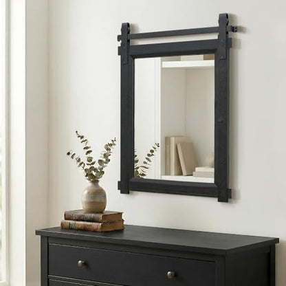 Besdomus Rustic Bathroom Vanity Mirror: 22"x30" Black Farmhouse Barn Door