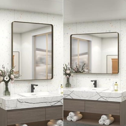 24x30 Inch Brushed Bronze Bathroom Mirror for Wall