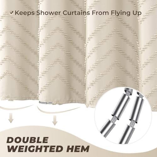 Beige Boho Fabric Shower Curtain 36 x 72 Inches