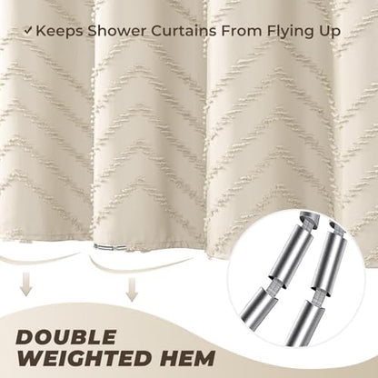 Beige Boho Fabric Shower Curtain 36 x 72 Inches