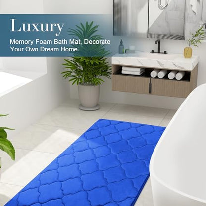 OLANLY Memory Foam Bath Mat Rug 59x34, Ultra Soft Bathroom Rugs, Royal Blue