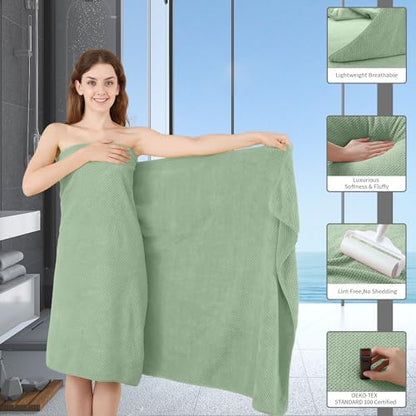 Hand Towels Set 2 Pack-16“x31”,Ultra Soft Microfibers Bathroom Towel Set Highly Absorbent Quick Dry Luxury Premium Towel Lightweight Durable Hand Towel Collection for Hotel Spa Gym Kitchen,Green