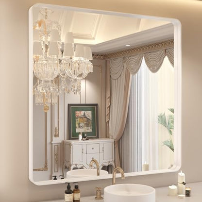 WEER White Bathroom Vanity Mirror 36x36 Inch