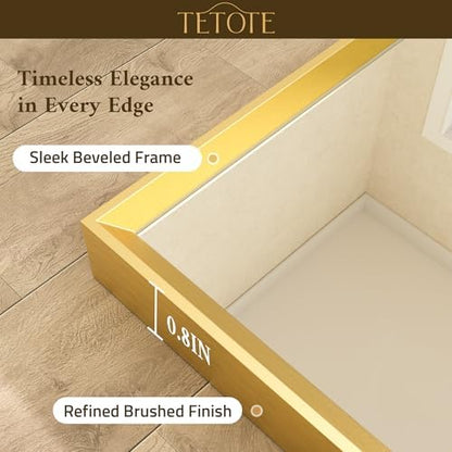 TETOTE Brushed Brass Bathroom Mirror for Over Sink 48" x 36" Large Gold Beveled Framed Rectangular Vanity Mirror for Bathroom, Bedroom, Entryway, Living Room, Tempered Glass, Stronger Frame
