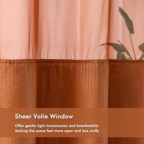 Mrs Awesome No Hook Shower Curtain with Snap-in Liner 71x74, Terracotta