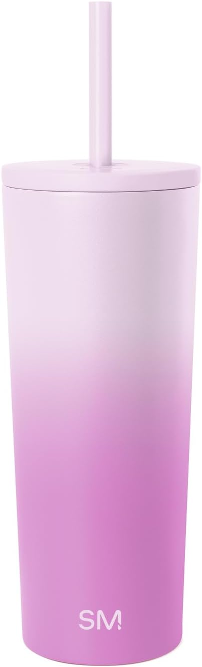Simple Modern Classic Tumbler with Straw Lid | Insulated Iced Coffee Cup Reusable Stainless Steel Water Bottle Travel Mug | Gifts for Women Men Her Him | 24oz | Violet Dreams