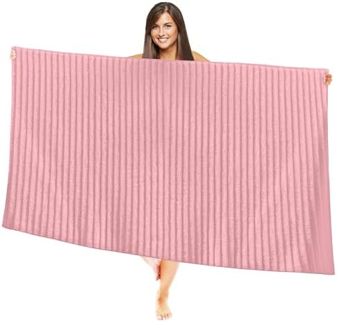 Elegant Comfort 100% Turkish Cotton Corduroy Ribbed Luxury Jumbo Bath Towel Ultra Soft - 35 x 70 Inch - Luxury Spa Premium Hotel Quality Highly Absorbent and Quick Dry Large Bath Towel, Dusty Rose