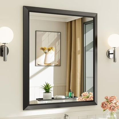 Briivue Black Metal Framed Bathroom Wall Mirror, 36x30 Inch