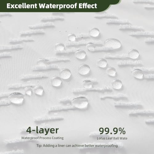 Siiluminisoy White Shower Curtain Fabric Boho Shower Curtain Cloth Textured Tufted Chevron Elegant Shower Curtains Waterproof for Bathroom 72" x 72"