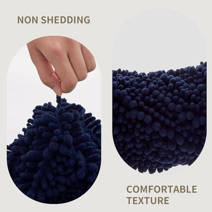 Toilet Rugs U-Shaped Mat 24x24, Contour Bathroom Mat - Ultra Soft & Absorbent Chenille, Quick-Dry, Machine Washable with Non Slip Barrier Backing, Navy Blue