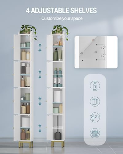 Hzuaneri 4-Tier Narrow Tall Storage Cabinet