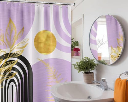 Light Purple Shower Curtain, 72x72 in, Mid Century Modern Girls