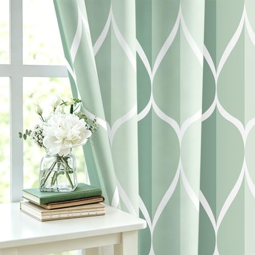 Gelbchu Geometric Shower Curtain for Bathroom, Dark Green, 72x72 Inch