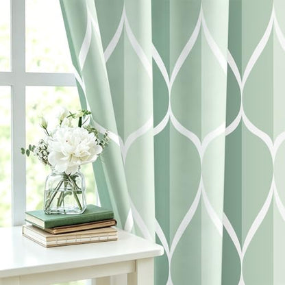 Gelbchu Geometric Shower Curtain for Bathroom, Dark Green, 72x72 Inch