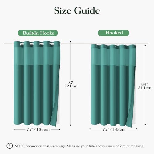 Dynamene Seaweed Green Hook Free Waffle Shower Curtain & Snap Liner,72x87