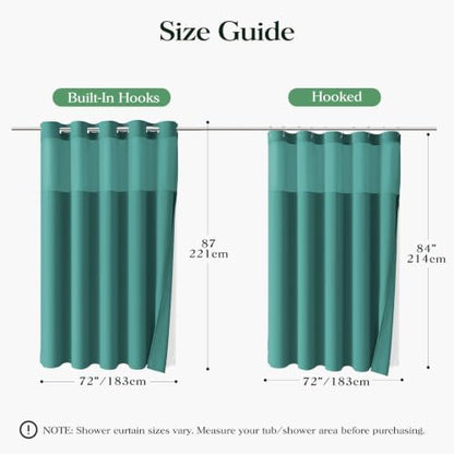Dynamene Seaweed Green Hook Free Waffle Shower Curtain & Snap Liner,72x87