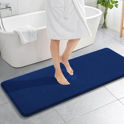 OLANLY Memory Foam Bathroom Runner Rug 59x20, Absorbent Long Bath Mat, Navy