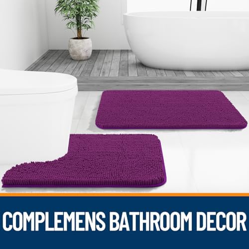 OLANLY Small Bathroom Rugs 24x16, Extra Soft Absorbent Chenille Bath Rugs