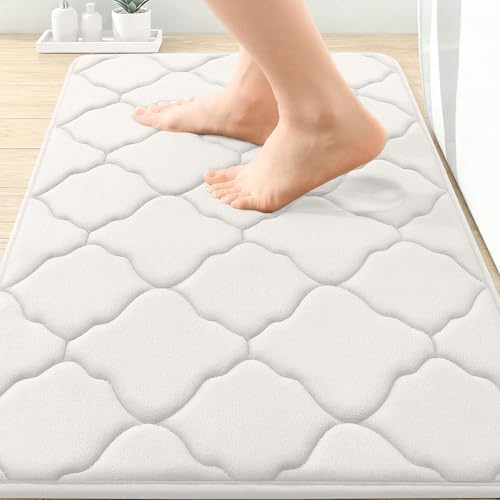 OLANLY Memory Foam Bath Mat Rug 30x20, Ultra Soft Bathroom Rugs, Cream