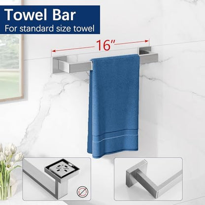 Gypie 16Inch Bathroom Accessory Set Wall Mounted, Brushed Nickel 5-Pieces