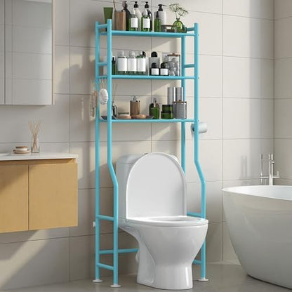 3-Tier Over Toilet Storage, Anti-Tip, 64" H, Blue