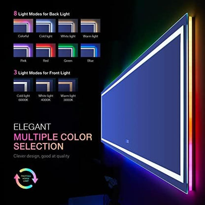 LOAAO 84"X40" RGB LED Bathroom Mirror with Lights, UL Listed