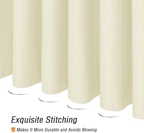 Gibelle Extra Long 230GSM Heavy Duty Ivory Shower Curtain, 72 x 84