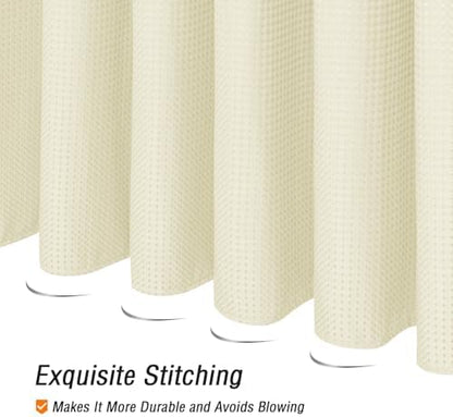 Gibelle Extra Long 230GSM Heavy Duty Ivory Shower Curtain, 72 x 84