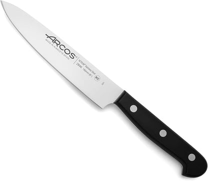 Arcos Knife Set 3 pieces Nitrum Stainless Steel. Professional Kitchen Knives for Cooking. Ergonomic Polyoxymethylene POM Handle. Series Universal. Black Color