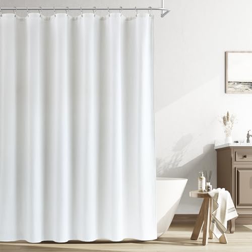 Naturoom Linen Shower Curtain 78 Inch Long for Bathroom White 1 Panel