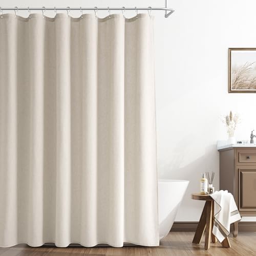Naturoom Linen Shower Curtain 78 Inch Long for Bathroom Apricot 1 Panel