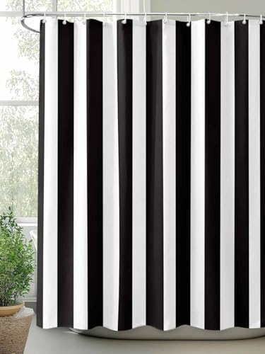 Shower Curtain Bathroom Set Black and White Stripes Waterproof Shower Curtains with Grommets Hooks Modern Geometric Art Privacy Bath Curtain for Bathtub Decor 72x72in