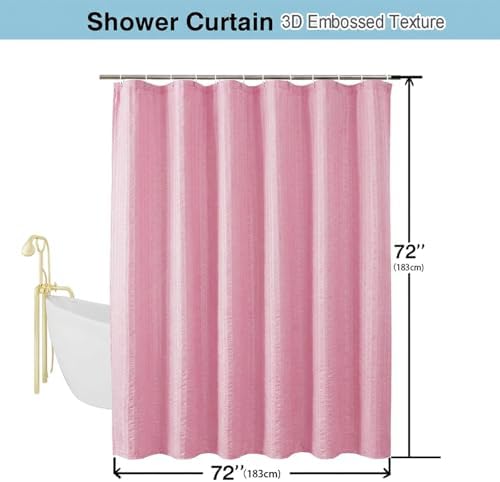 Aiyufeng Moga Bright Pink Fabric Shower Curtains for Bathroom - Hotel Spa Polyester Cloth Bath Curtain with 12 Holes, 72x72, Machine Washable, Bright Pink