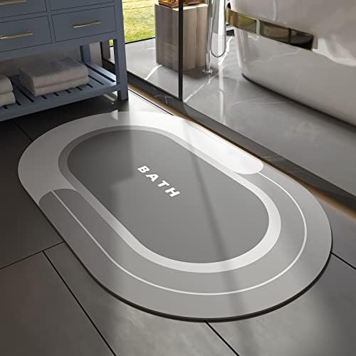MontVoo Bath Mat - Non Slip, Quick Dry, Stain Resistant Bath Mat Rug for Bathroom Floor - Easy Care Shower Rug for Outside Bathtub - 24"x35" Grey