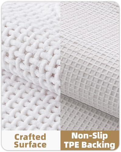 Color&Geometry 24"x36" Chenille Pile Bathroom Rugs Upgraded Denser,White