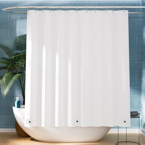 Titanker White Shower Curtain Liner, 72x65 PEVA Shower Liner Inside Shower Curtain Liner Washable Shower Curtains for Bathroom with Magnets and Rustproof Metal Grommet Holes