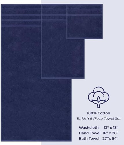 American Soft Linen 100% Cotton Luxury Turkish Towels, 6 Piece Towel Set