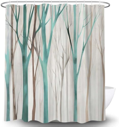 Birch Forest Abstract Shower Curtain Farmhouse Bathroom Decor 72X75 Inch