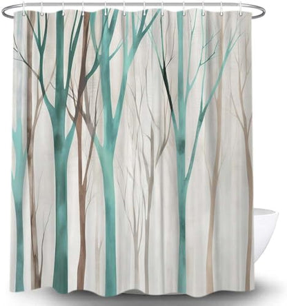 Birch Forest Abstract Shower Curtain Farmhouse Bathroom Decor 72X75 Inch