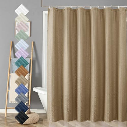 Aiyufeng Taupe Shower Curtain for Bathroom, Embossed Textured Fabric Shower Curtain for Bathroom - Soft Cloth & Hotel Spa, Machine Washable, 72X78,Taupe