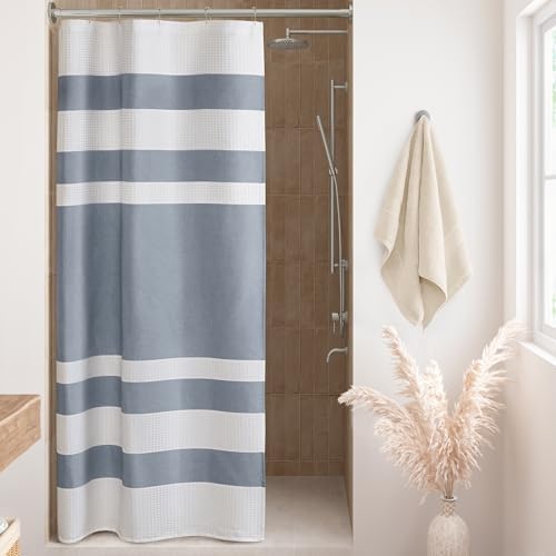 Madison Park Spa Waffle Weave Stall Shower Curtain, 36 x 72, Indigo Blue