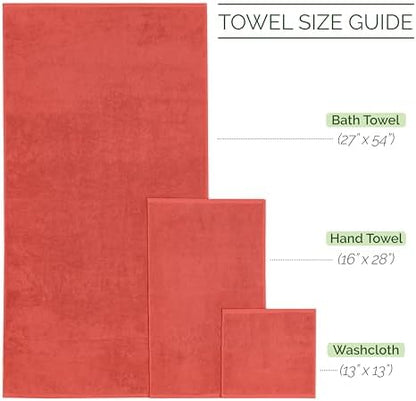 Elegant Comfort 100% Turkish Cotton Corduroy Ribbed Luxury Bath Towels 6-Piece Set, Premium Feel - Quick Dry, Highly Absorbent, Contains 2 Bath Towels, 2 Hand Towels, and 2 Washcloths, Coral