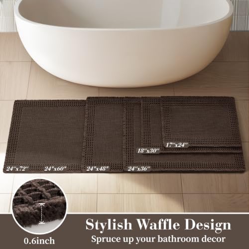 RESARE Waffle Bath Mat for Bathroom Non Slip Bathroom Rugs 18x30 Dark Brown